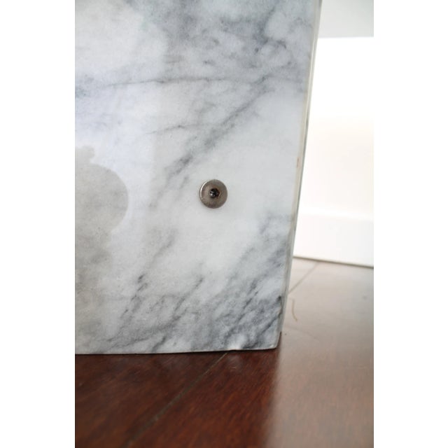 1970's White Carrara Marble Coffee Table With Smoke Glass Top For Sale - Image 11 of 12