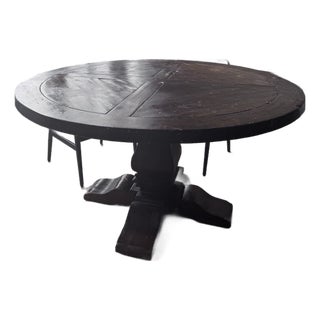 Restoration Hardware Salvaged Wood Trestle Round Dining Table For Sale