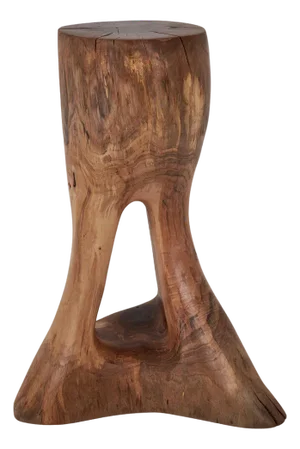 Walnut Wood Sculptural Side Table by Logniture