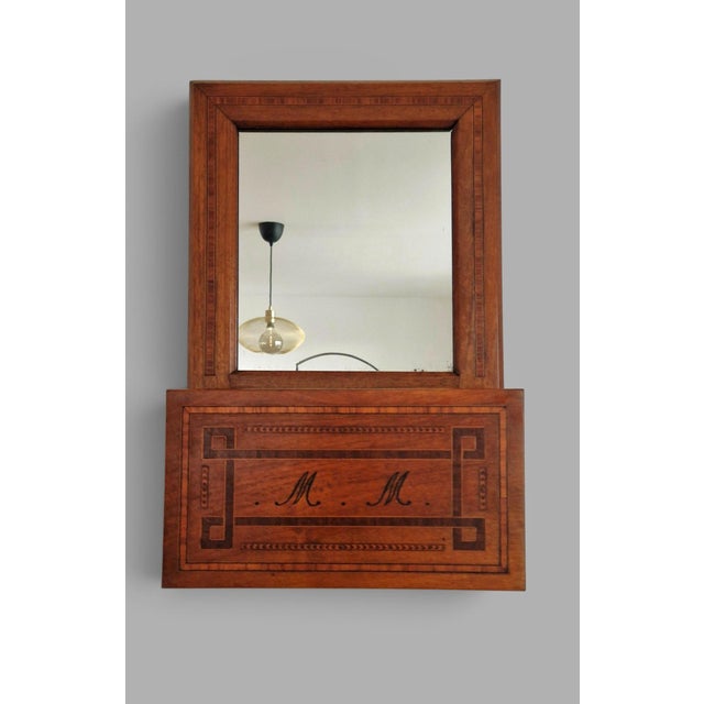 Antique Inlaid Wall Mirror with Case, 1890s For Sale - Image 5 of 18