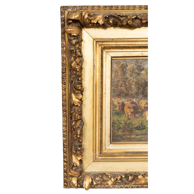 Late 19th Century Oil on Canvas Painting of Cows by Raymond Desvarreux For Sale - Image 5 of 8