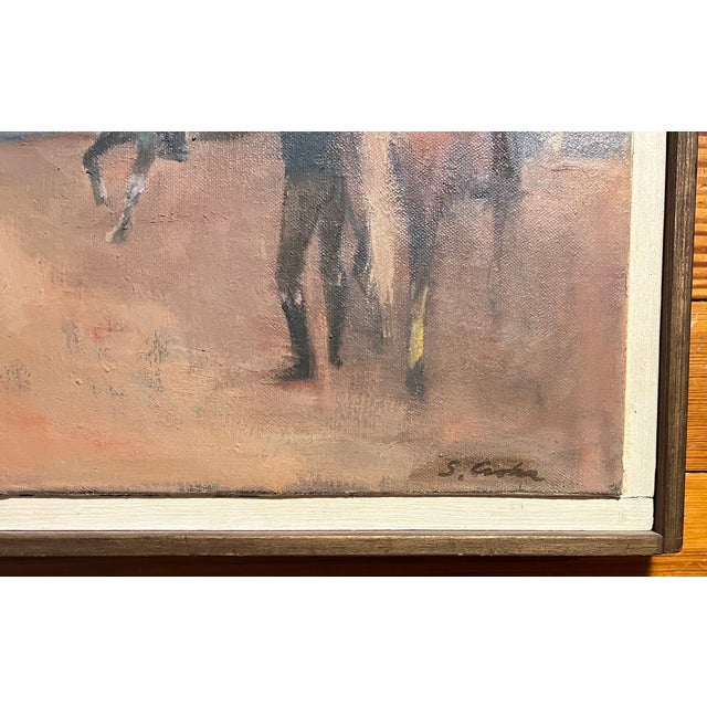 Stephen Csoka (American 1897 - 1989) Mid-Century Oil Painting on Canvas of Equestrian Figures on Riding Horse Back Circa 1950 For Sale - Image 4 of 8