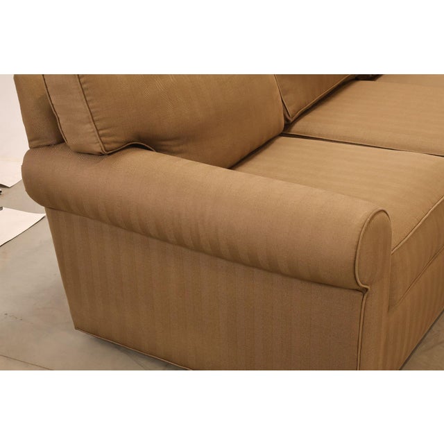 Tan Ethan Allen Upholstered Custom Sectional Sofa With Chaise For Sale - Image 8 of 18