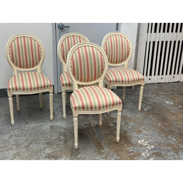 French Ethan Allen Louis XVI-Style Side Chairs, Set of Four For Sale - Image 3 of 12
