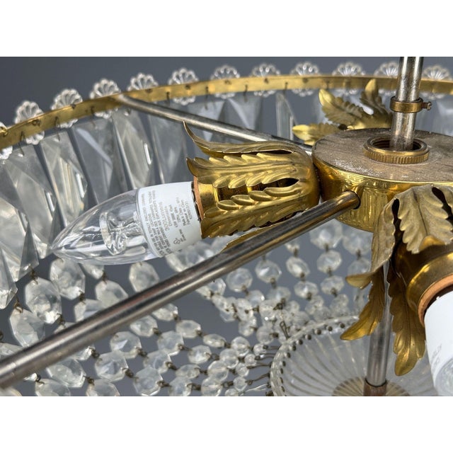 Neoclassical, Basket Pendant Light, Bronze, Crystal, France, 20th C. For Sale - Image 14 of 17