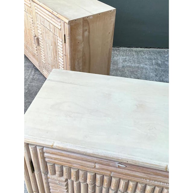 Vintage Monumental Washed Rattan Credenza For Sale - Image 10 of 12