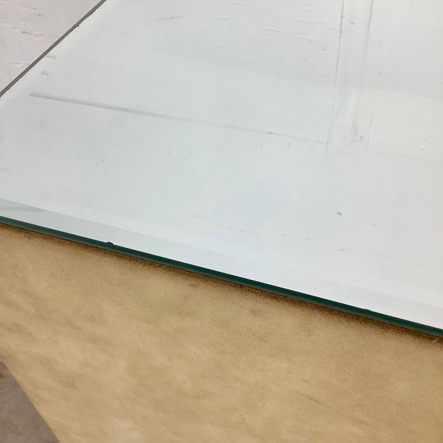 Vintage Modern Mico-Suede Pedestal With Mirrored Top For Sale - Image 11 of 12