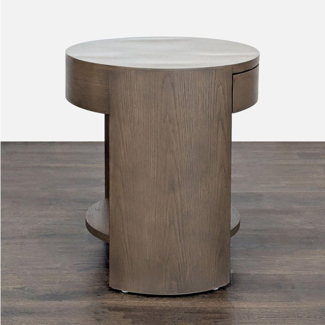 2020s Restoration Hardware Wyeth Oak Round Bedside Table For Sale - Image 5 of 9