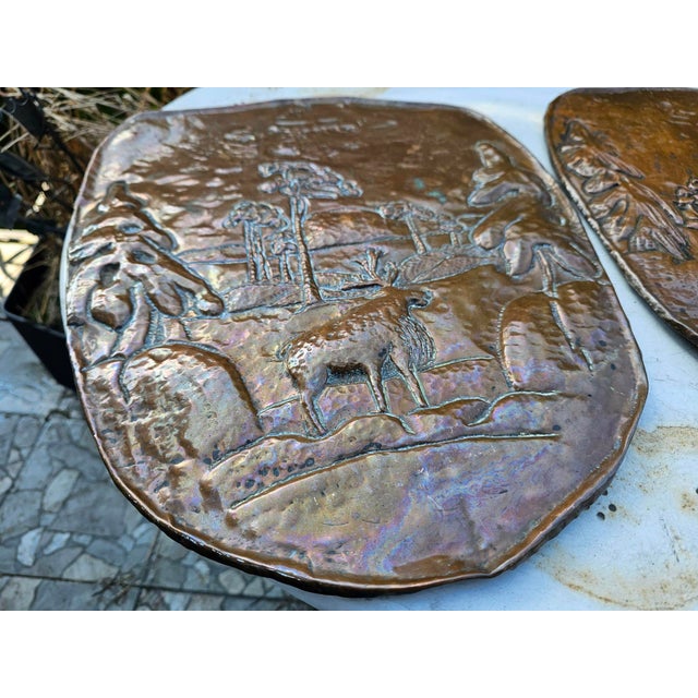 1920s Art Deco Brass Reliefs with Deer Motifs, 1920s, Set of 2 For Sale - Image 5 of 9