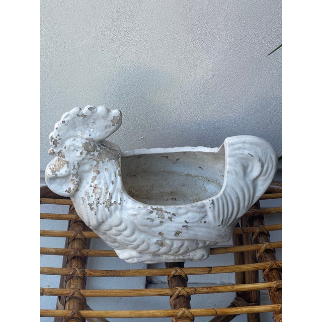 French Vintage French Ceramic Cockerel Rooster Planter For Sale - Image 3 of 4