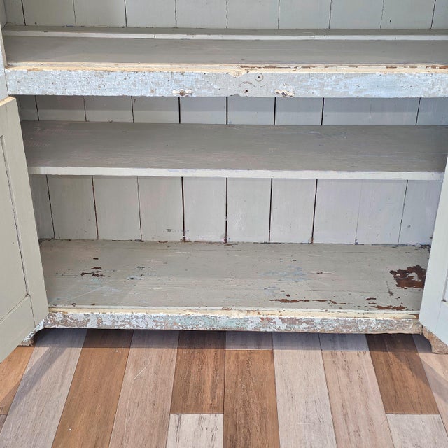Green 1900-1909 Primitive Painted Wood Farm Cupboard For Sale - Image 8 of 16