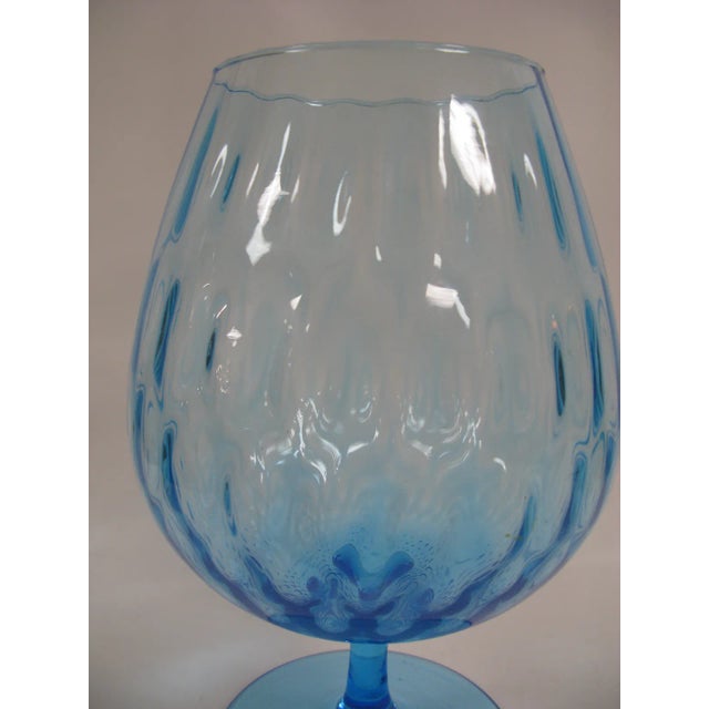 1960s 1960s Empoli Aqua Blue Optic Glass Snifter Vase For Sale - Image 5 of 13