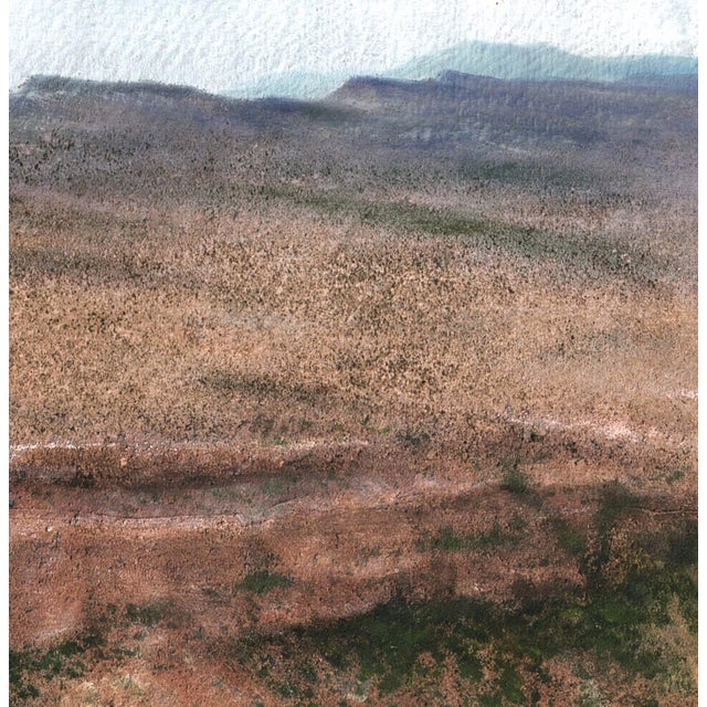 This artwork presents an aerial view of the Sawtooth Mountains, rendered with a unique combination of dirt and oil on...