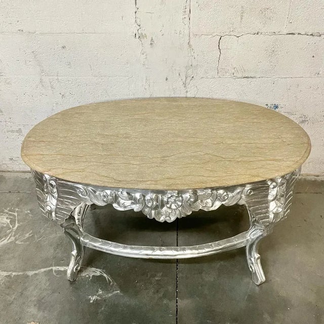 Baroque/Rococo Style French Marble Coffee Table For Sale - Image 4 of 11