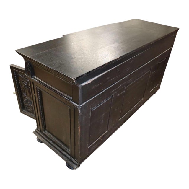 Victorian French Renaissance Ebonized Oak Buffet Cabinet Credenza Sideboard For Sale - Image 4 of 8