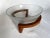 1960s 1960s Danish Glass Salad Serving Bowl on Curved Teak Wood Stand For Sale - Image 5 of 11