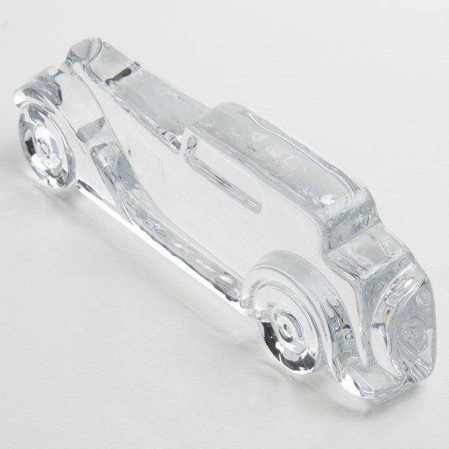 Glass Daum Crystal Marly Car Relief Decorative Paperweight Sculpture For Sale - Image 7 of 12