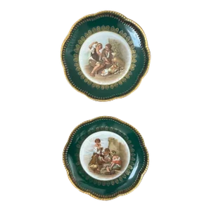 Set of 2 Vintage Schumann Decorative Plates, Reticulated