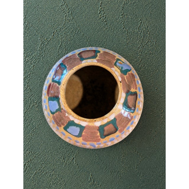 Late 20th Century Lisa Koch Signed Studio Art Pottery Abstract Glazed Vase For Sale - Image 4 of 7