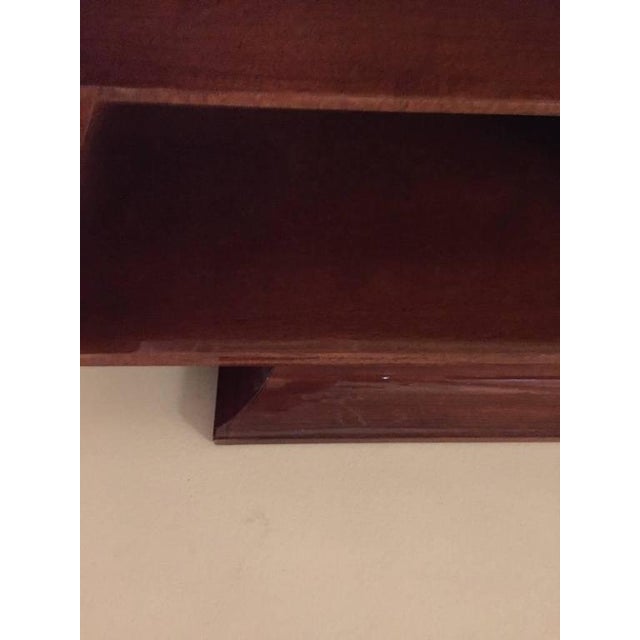 Brown Art Deco Vanity With Large Round Mirror For Sale - Image 8 of 12