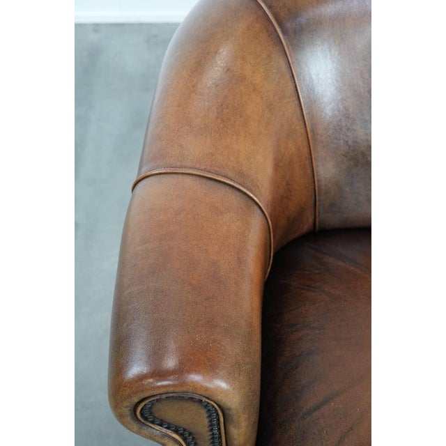 Animal Skin Vintage 2-Seater Club Sofa in Sheepskin with Decorative Nails For Sale - Image 7 of 17