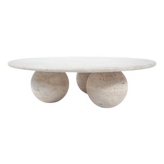 Travertine Sphere Ball Leg Coffee Table by My Habitat Design For Sale
