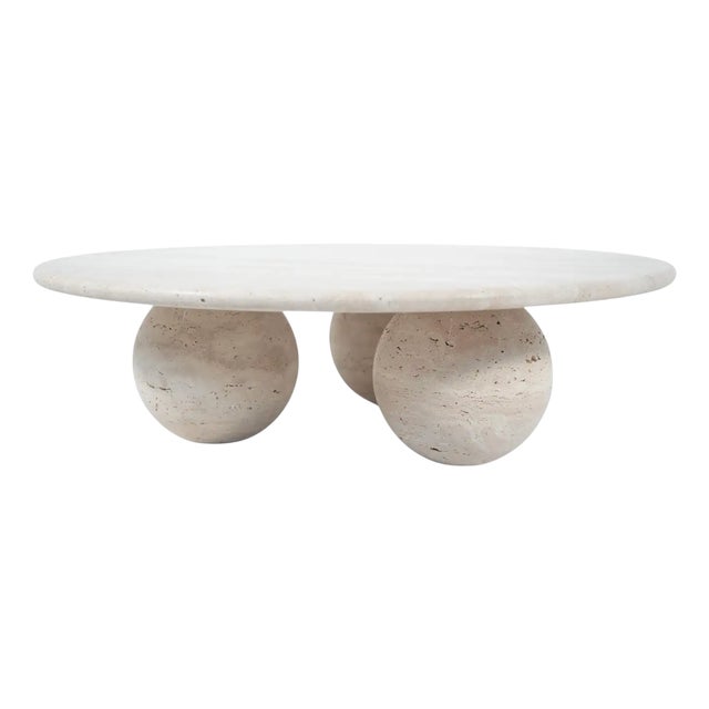 Travertine Sphere Ball Leg Coffee Table by My Habitat Design For Sale