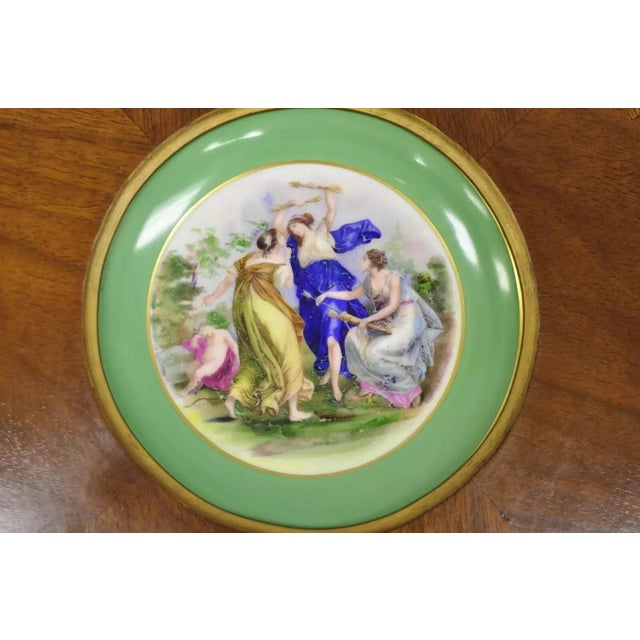 Traditional Antique French Louis XV Walnut Coffee Table W/ Angelica Kauffman Porcelain Dish For Sale - Image 3 of 11