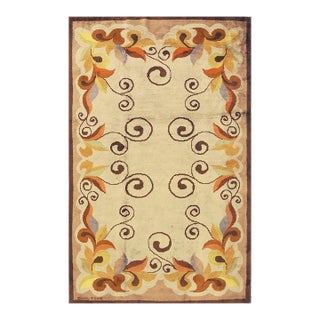 1920s Ecru Field Geometric Avant Garde Antique European Art Deco Small Rug For Sale