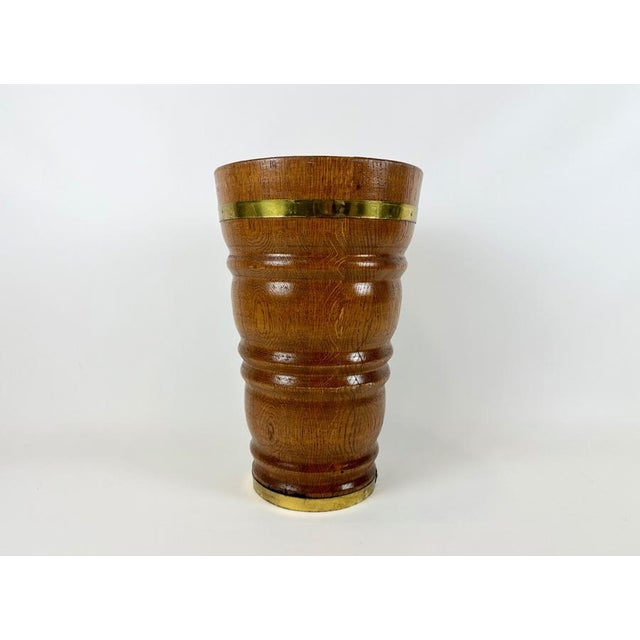 Vintage Oak and Brass Umbrella Stand, 1960s For Sale - Image 11 of 11
