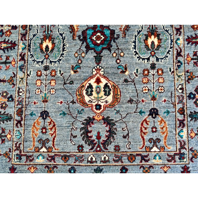 Slate Grey Persian Sarouk Hand-Knotted Wool Rug - 3'10" X 5'9" For Sale - Image 9 of 9