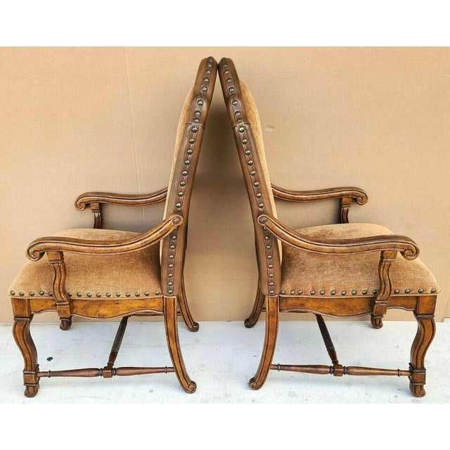 French Michael Amini Sedgewicke Captains Dining Armchairs - Set of 2 For Sale - Image 3 of 9