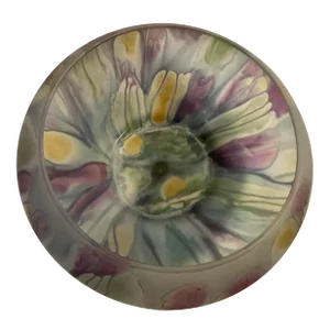 Late 20th Century Art Nouveau Rueven Purple Swirl Art Glass Bowl