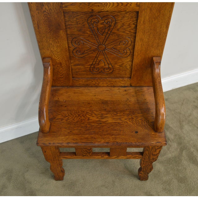 Antique Victorian Oak Narrow Hall Tree Seat With Mirror Chairish