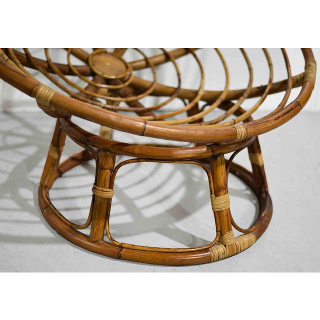 Wood Vintage Rattan Bamboo Papasan Chair For Sale - Image 7 of 10
