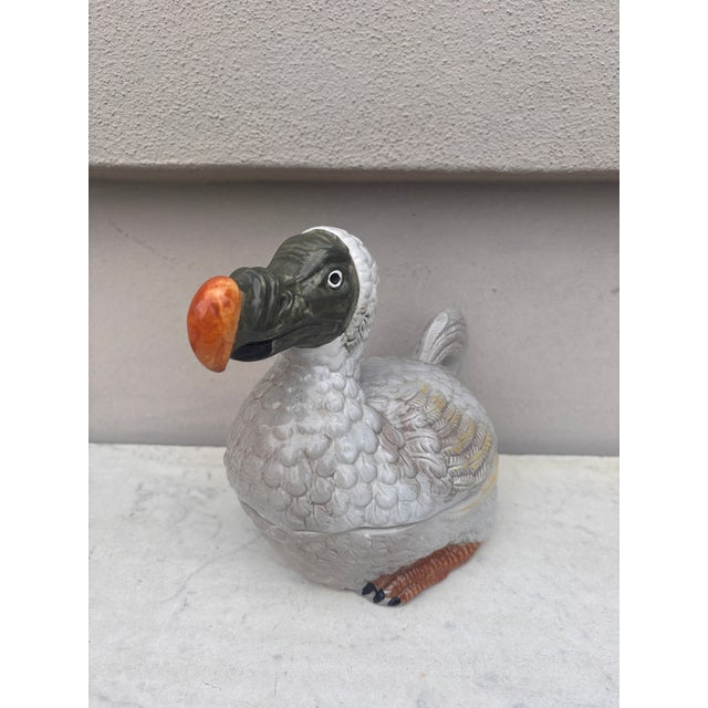 Mid-Century French Majolica Dodo Tureen Michel Caugant.