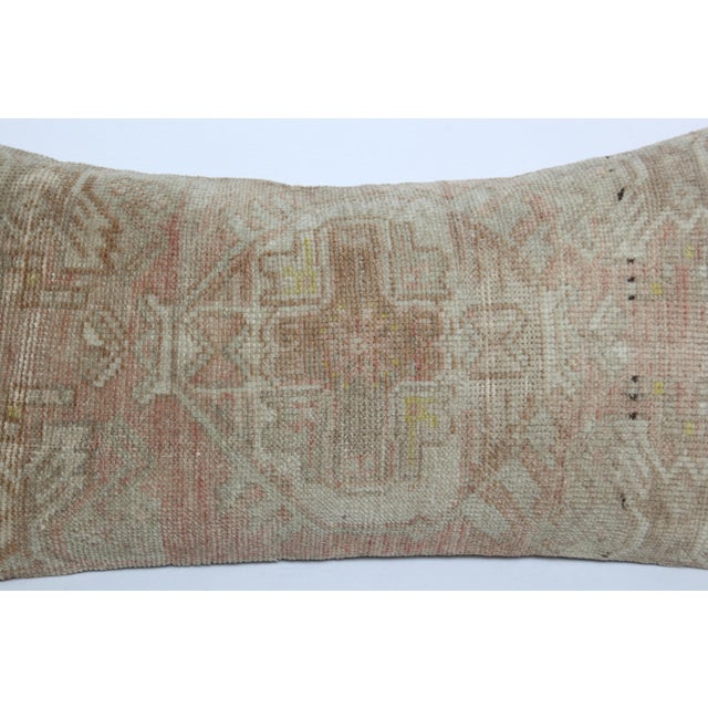 Mid 20th Century Decorative Muted Tones Vintage Rug Lumbar Cushion Pillow Cover -16'' X 29'' For Sale - Image 5 of 9