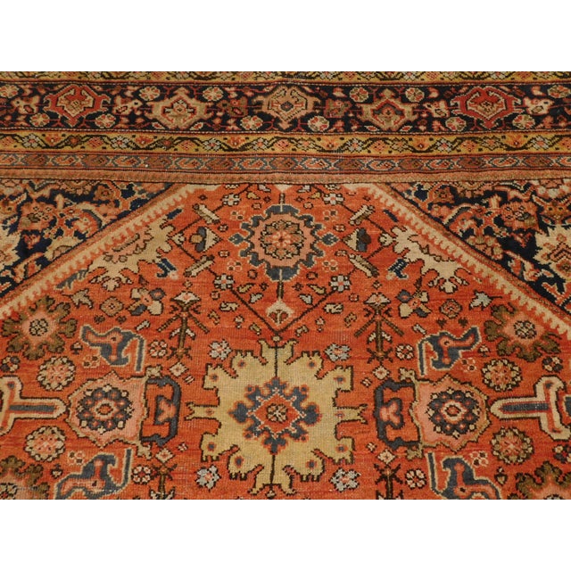 Red Genuine Hand Knotted Authentic Antique Persian Mahal Rug 12'x 8'10" For Sale - Image 8 of 18