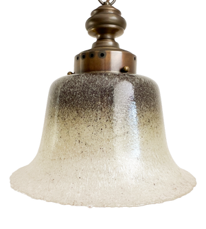 Vintage Mushroom Pendant Lamp in Brass and Hand-Blown Glass from Peill & Putzler, Germany, 1970s