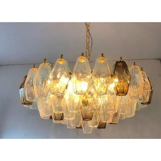 Italian poliedro opalino and smoke glass murano glass like Venini style sputnik diameter 60 cm = 23.6" height 25 cm =9.84"...