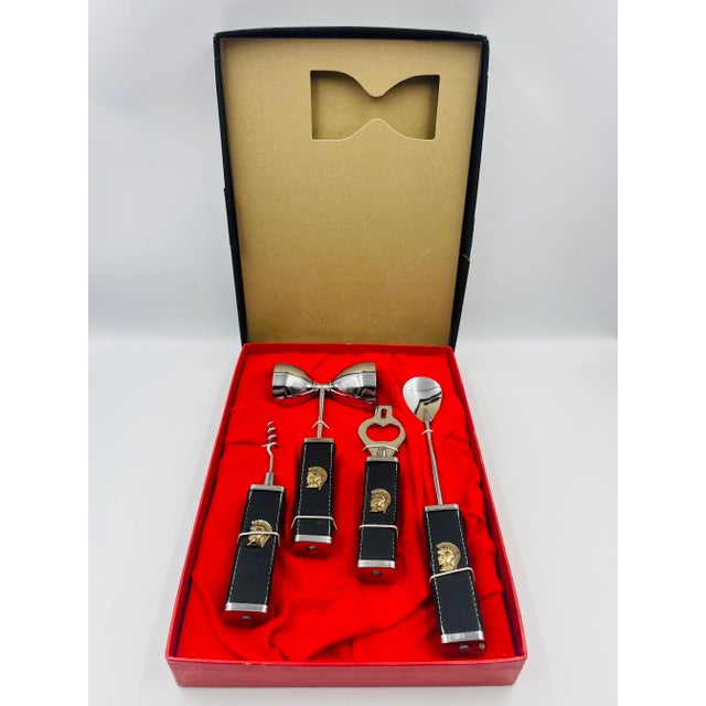 Metal Mid-Century Trojan-Head Motif Bar Tools Set- 4 Pieces For Sale - Image 7 of 12