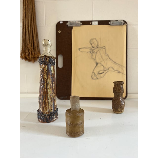 1980s Vintage Studio Pottery Vase 1980 For Sale - Image 5 of 5