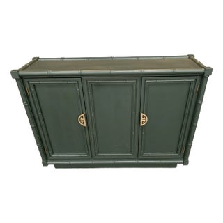 Vintage Green Faux Bamboo Sideboard Buffet For Sale