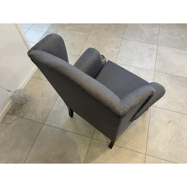 Vintage Lounge Chair in Grey Fabric For Sale - Image 11 of 18