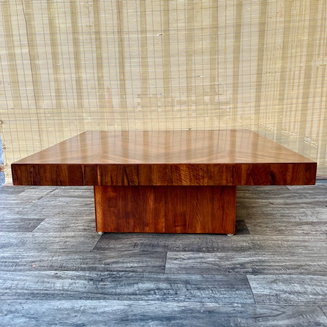 Fully Refinished Mid Century Modern Handcrafted Wood Coffee Table. Circa 1970s For Sale - Image 9 of 17