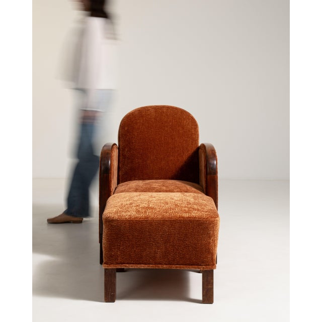 Wood Art Deco Lounge Armchair With Ottoman France 1930s For Sale - Image 7 of 17