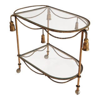 Italian Rope & Tassel Bar Cart For Sale