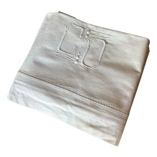 Antique French Linen Sheet Co Monogram Ladder Work White Trousseau Linen Bed Sheet Circa 1920 the Paris Apartment For Sale