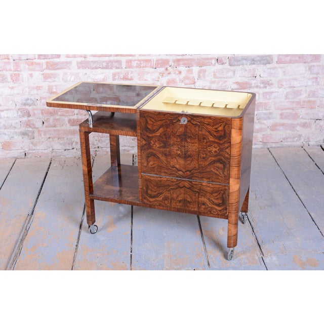 Art Deco Trolley in Walnut, Czech, 1920s For Sale - Image 14 of 18