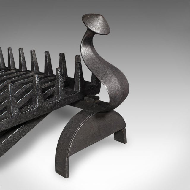 Large Antique Fireplace Set, English, Fire Basket, Andirons, Gothic, Edwardian For Sale - Image 9 of 12